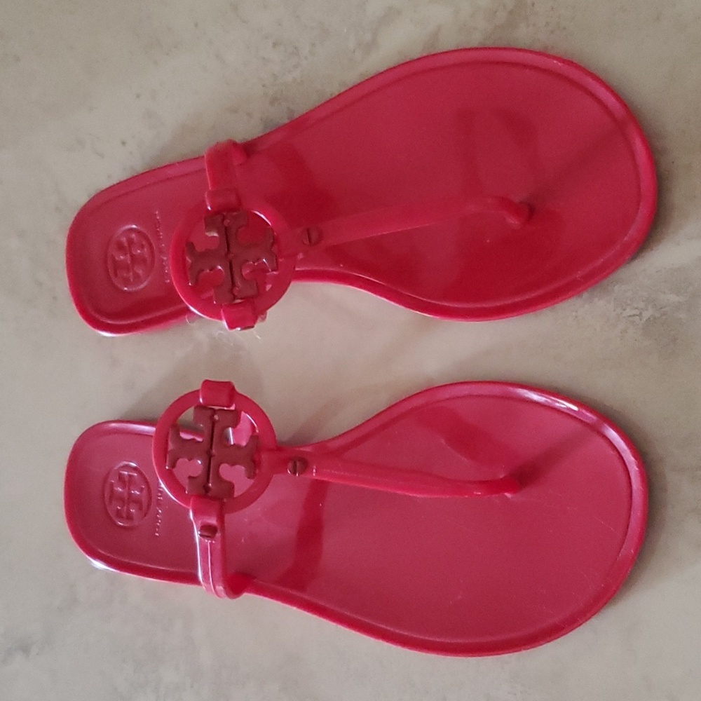 Tory Burch Candy Apple Red Jelly Flip Flops